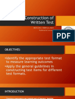 Lesson 5 - Construction of Written Test