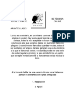 Curso Anual de Técnica Vocal y Canto Online Apunte 1