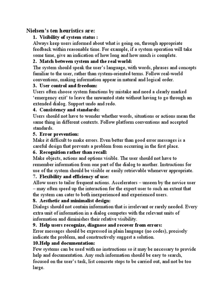 Nielsen's Ten Heuristics Are | PDF