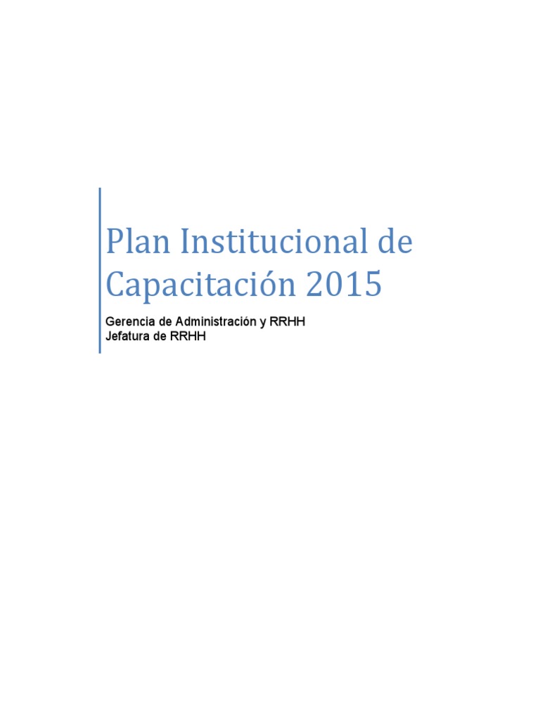 Ejemplo de Plan de Capacitación 2015 | PDF | Evaluación | Aprendizaje