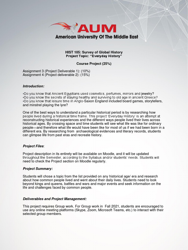 Everyday History Project Overview | PDF | Plagiarism | Turnitin