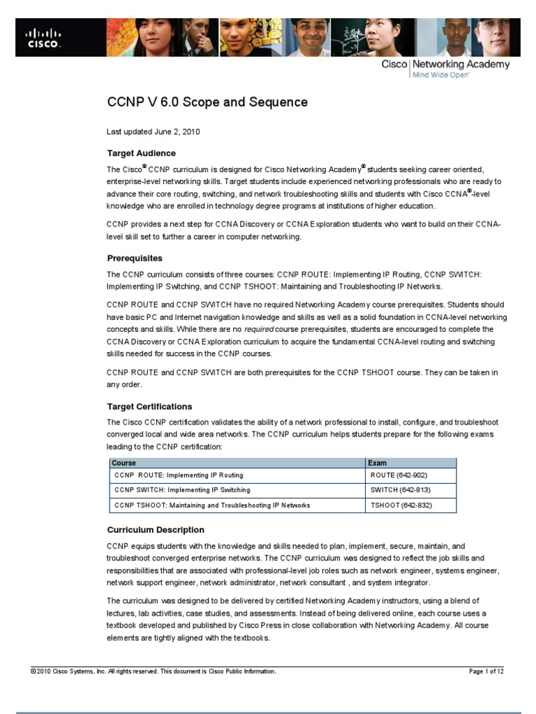 CCNP v6.0 Scope and Sequence 02jun10 | PDF