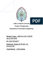 Student Name: ABDALLAH NASER Alatawneh ID:320170104027 Instructor Name:Dr - WAEL AL Adaeleh Experiment: Fuel System