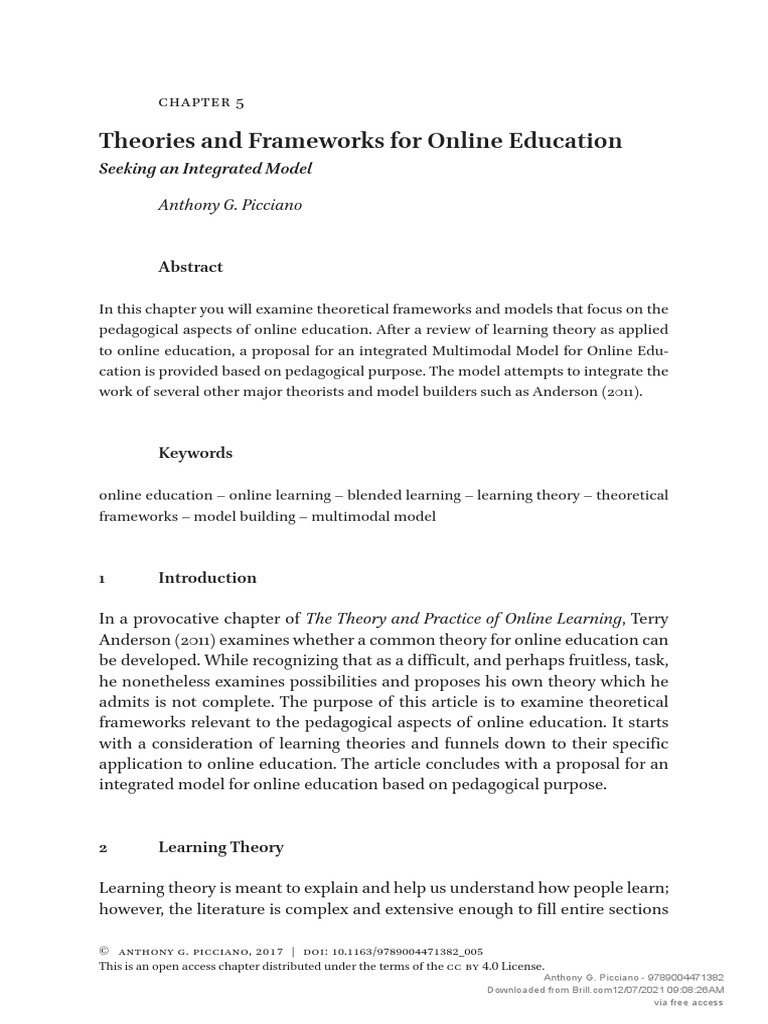 A Guide To Administering Distance Learning Chapter 5 Theories And