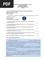 Unit V Deck Machinery Operating Procedures 2021