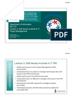 Department of Informatics INF 315 Lecture 3: Soft Issues Involved in IT Project Management