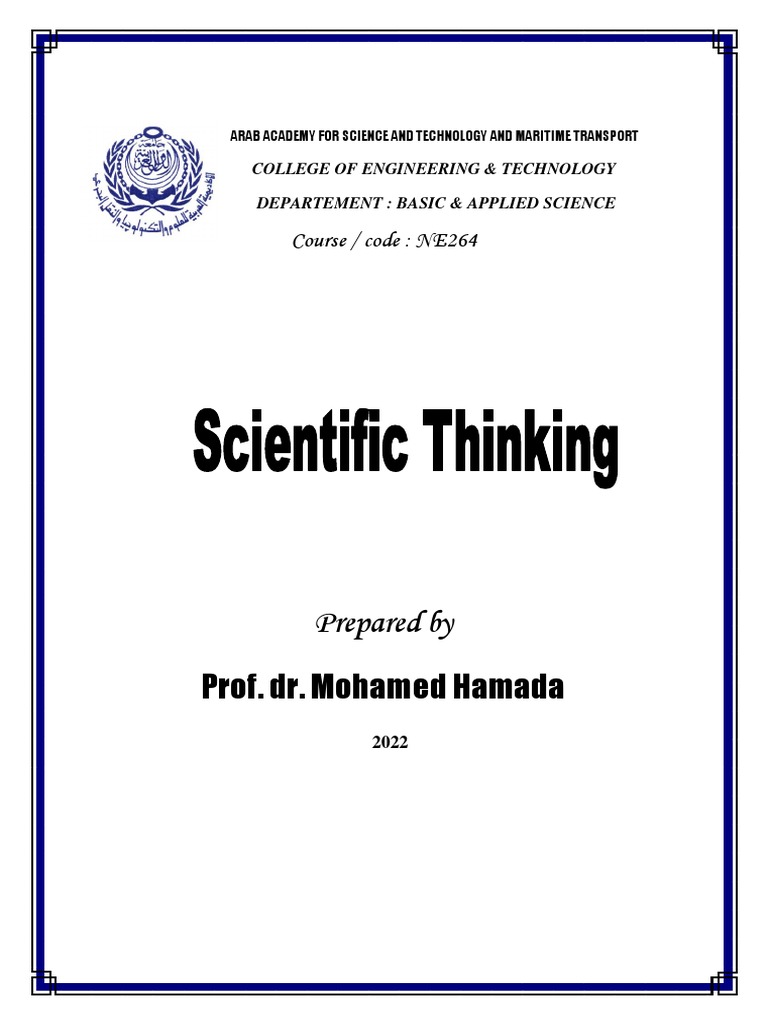 Scientific Thinking 2022 Pdf Critical Thinking Scientific Method