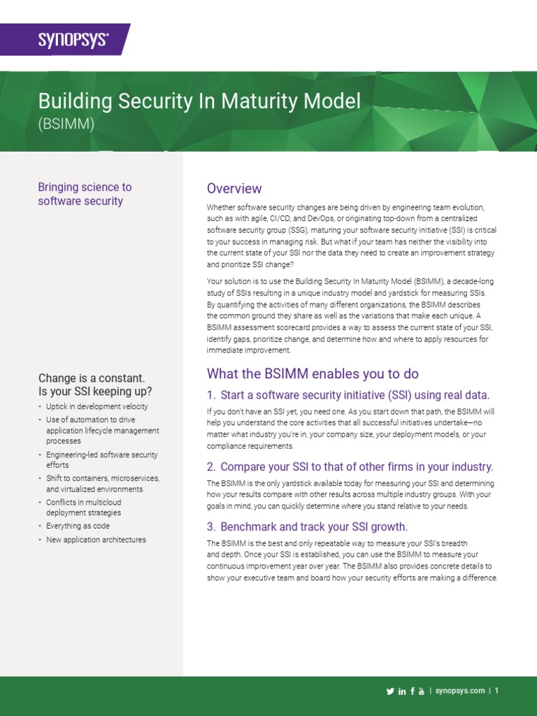 Building Security in Maturity Model (Bsimm) PDF Computing Business