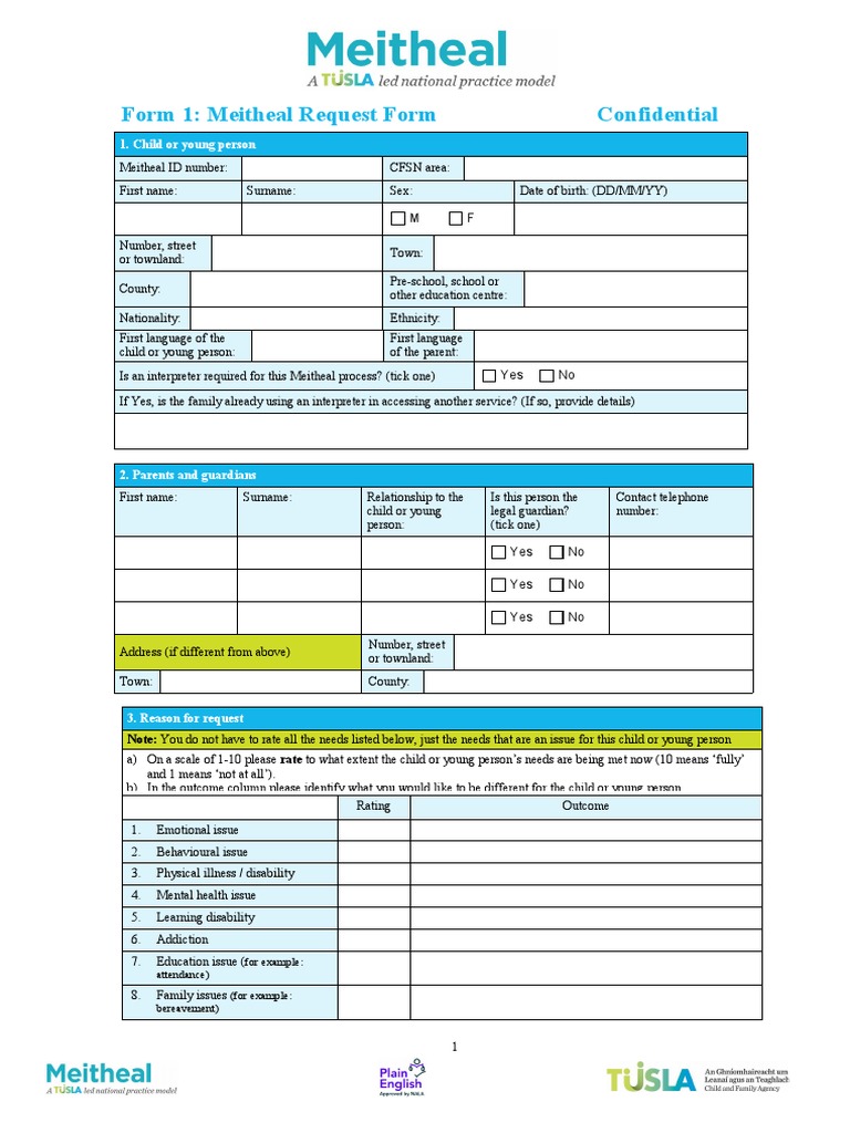 Meitheal Request Form for Support | PDF | Information | Social Work
