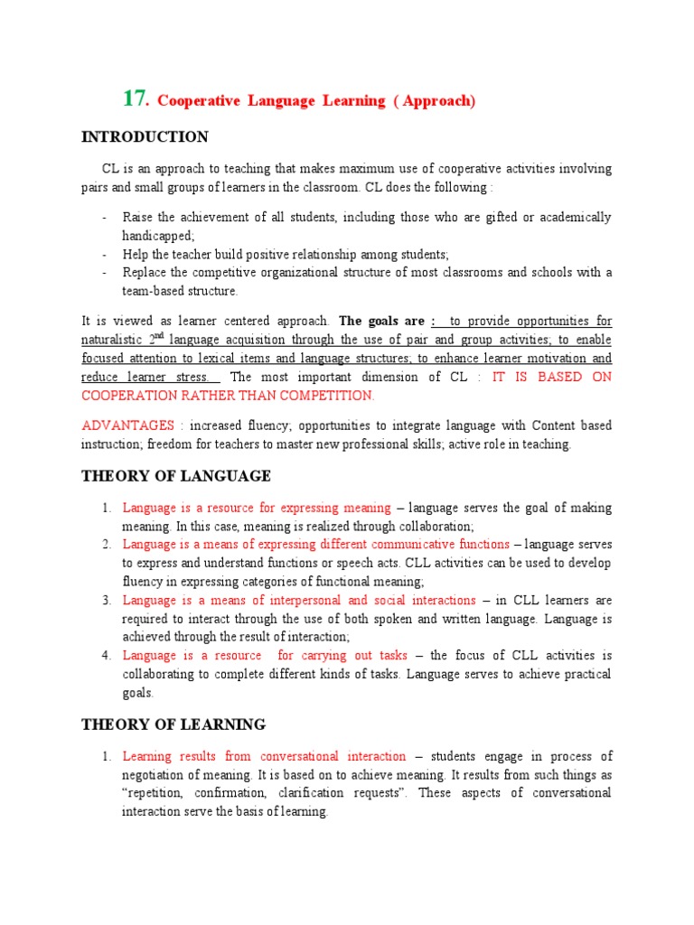 Cooperative Language Learning (Approach) | PDF | Learning | Language ...