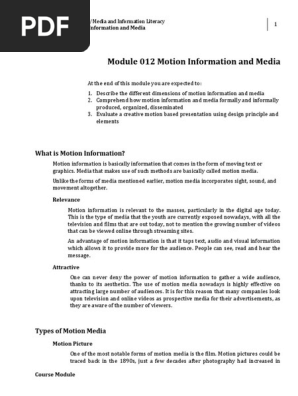 Week 016-Module Motion Information and Media
