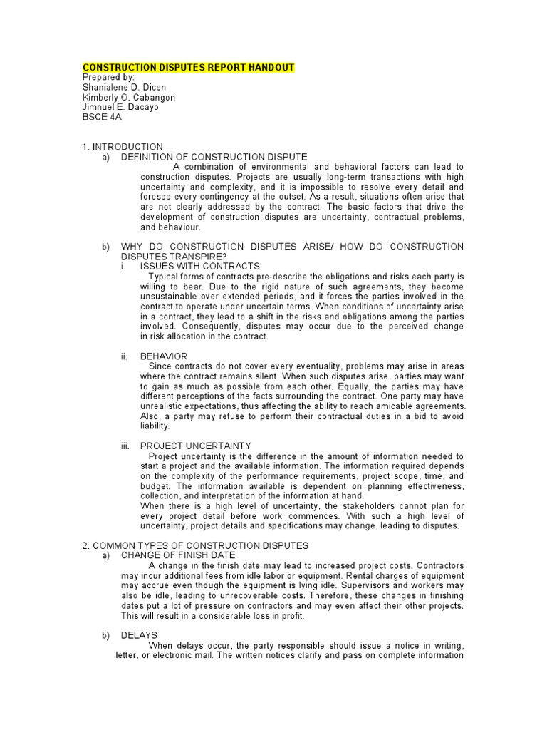 Understanding Construction Disputes | PDF | Arbitration | Mediation