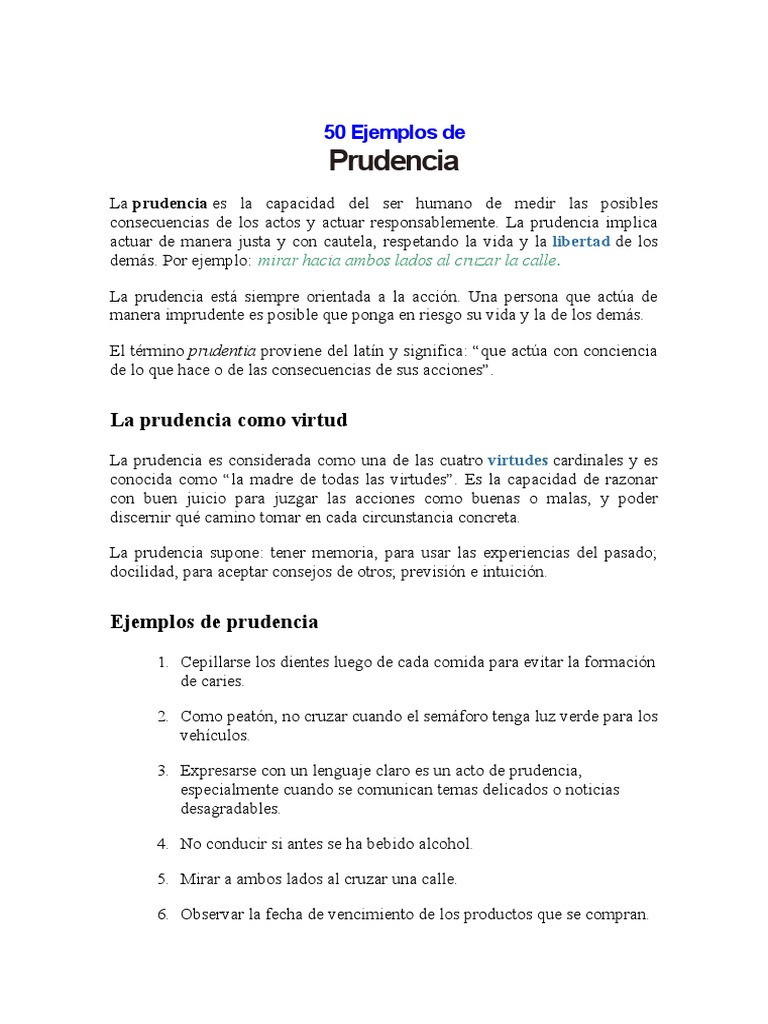 50 Ejemplos de Prudencia PDF Prudencia