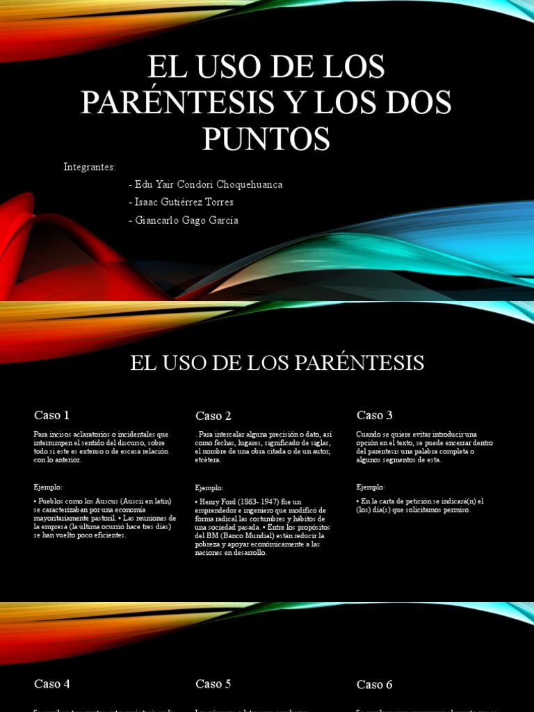 Usos de Paréntesis y Dos Puntos | PDF | Coma | Puntuación