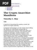 The Crypto Anarchist Manifesto - Satoshi Nakamoto Institute