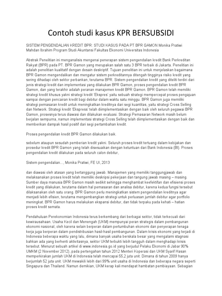 Sistem Pengendalian Kredit BPR Gamon | PDF