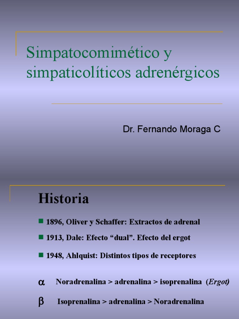 Fármacos Adrenérgicos y Simpaticolíticos | PDF | Medicina CLINICA ...