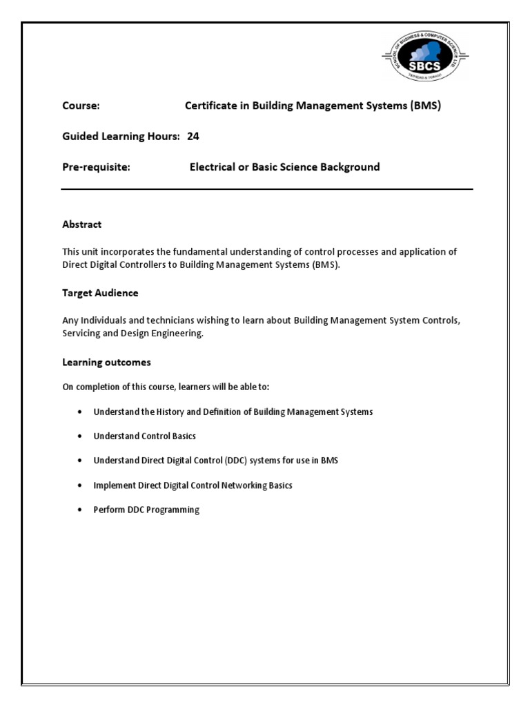 BMS Certificate Course Overview | PDF | System | Computer Programming