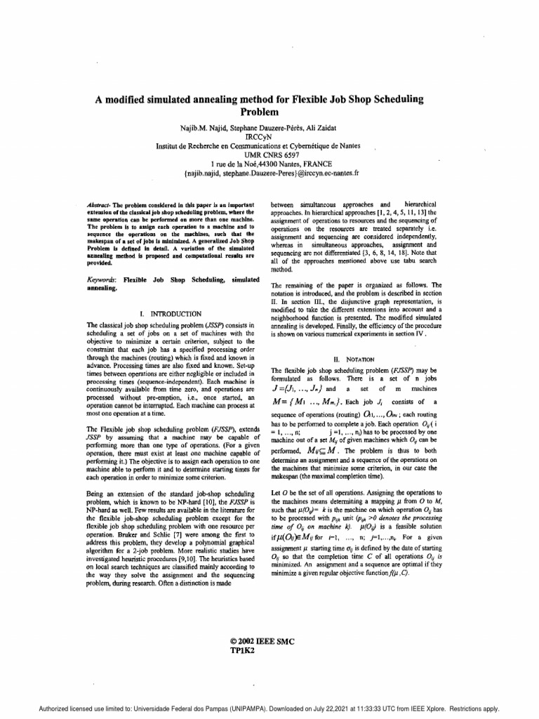Flexible Job Shop Scheduling Method | PDF | Mathematical Optimization ...