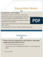 Chap 8: Export Entry Modes: Learning Outcomes