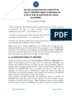 Mise Au Point Sur La Question de L'unicité Du Serviteur Fidèle Et Prudent Dans Le Message Du Temps de La Fin Et Sur La Question de L'aigle Allemand.