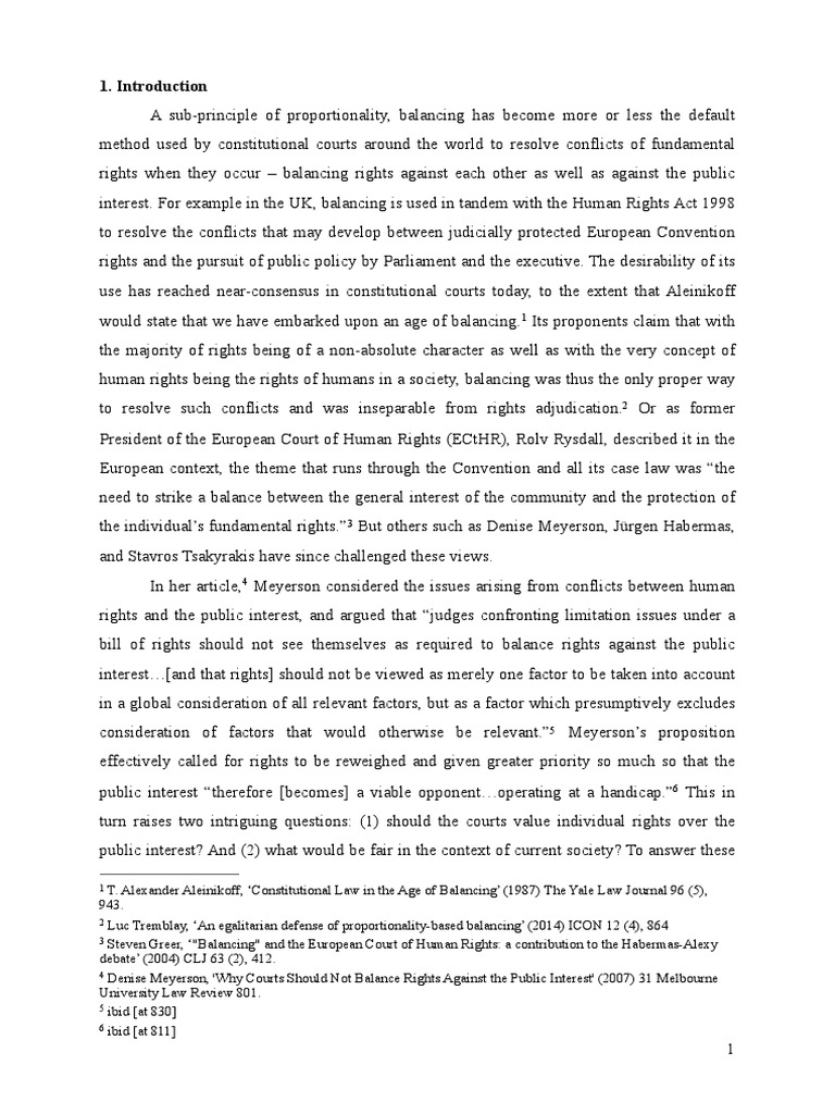 Proportionality and Balancing | PDF | Discretion | Rights