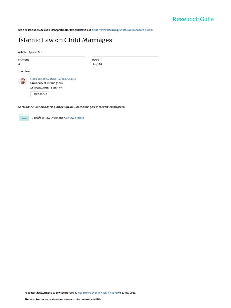 Islamic Law and Child Marriage Issues | PDF | Marriage | Sharia