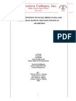 Western Colleges, Inc.: The Effectiveness of Social Media Tools and Their Roles: Basis in Creating Political Awareness