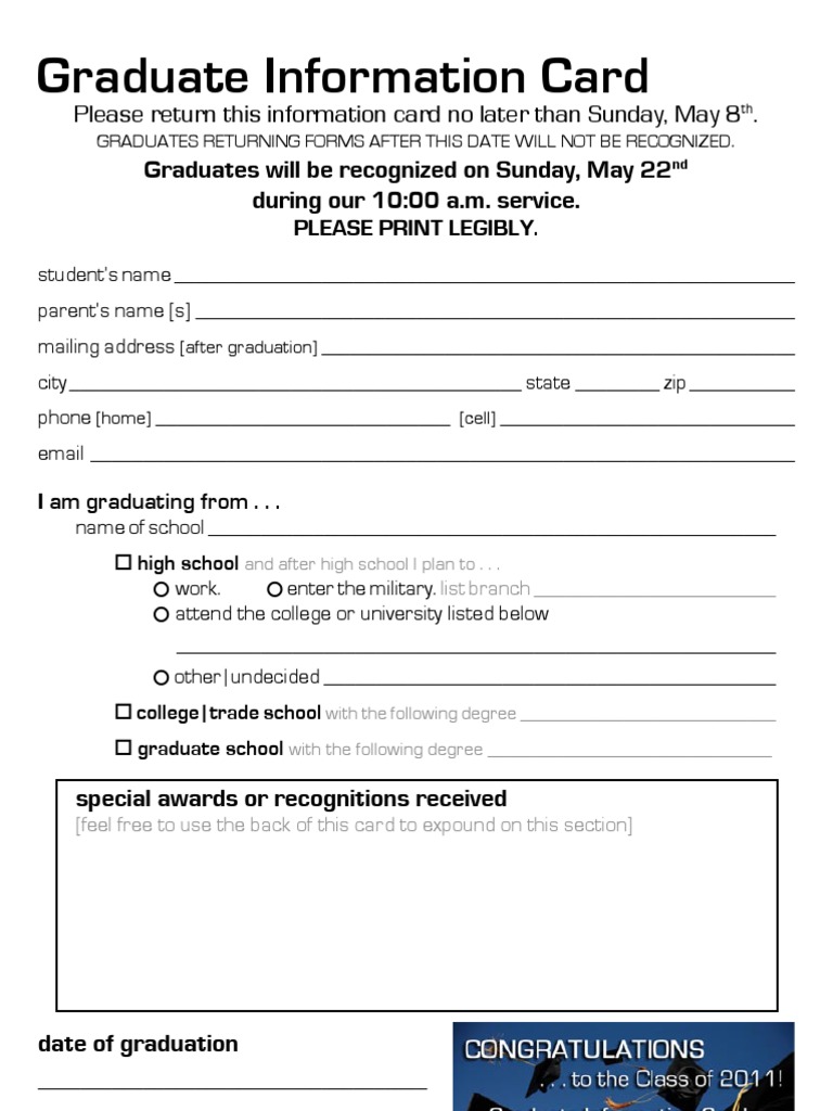 Graduate Information Card | PDF | Business