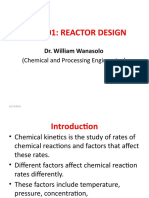 Ich 3101: Reactor Design: Dr. William Wanasolo