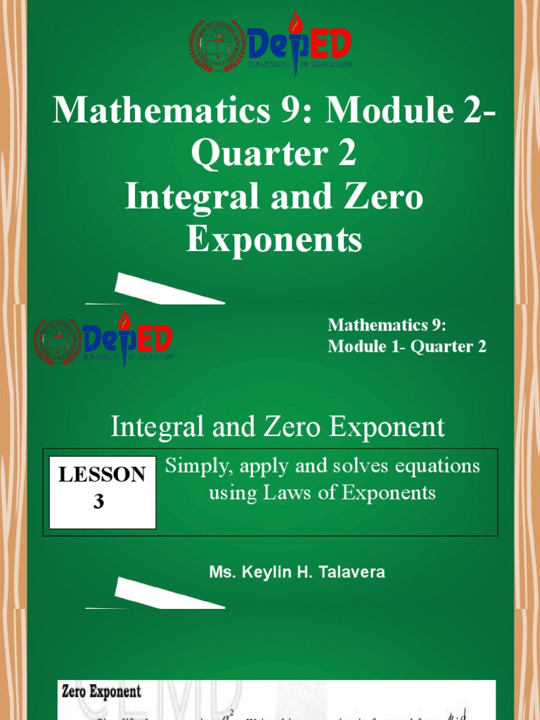 Exponents: Integral & Zero Concepts | PDF