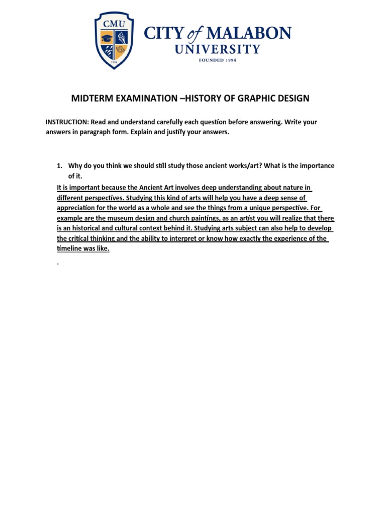 Midterm Exam: History of Graphic Design | PDF