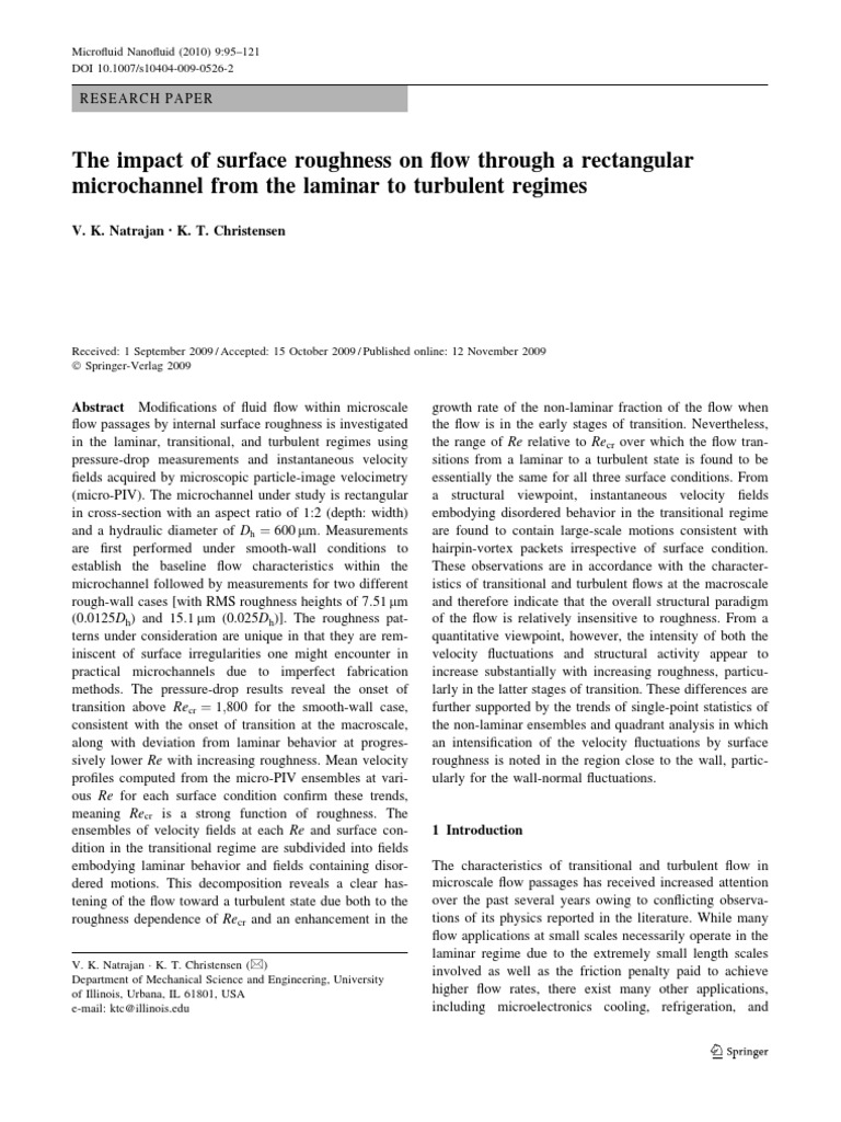 Surface Roughness Effects on Microchannel Flow | PDF | Turbulence ...