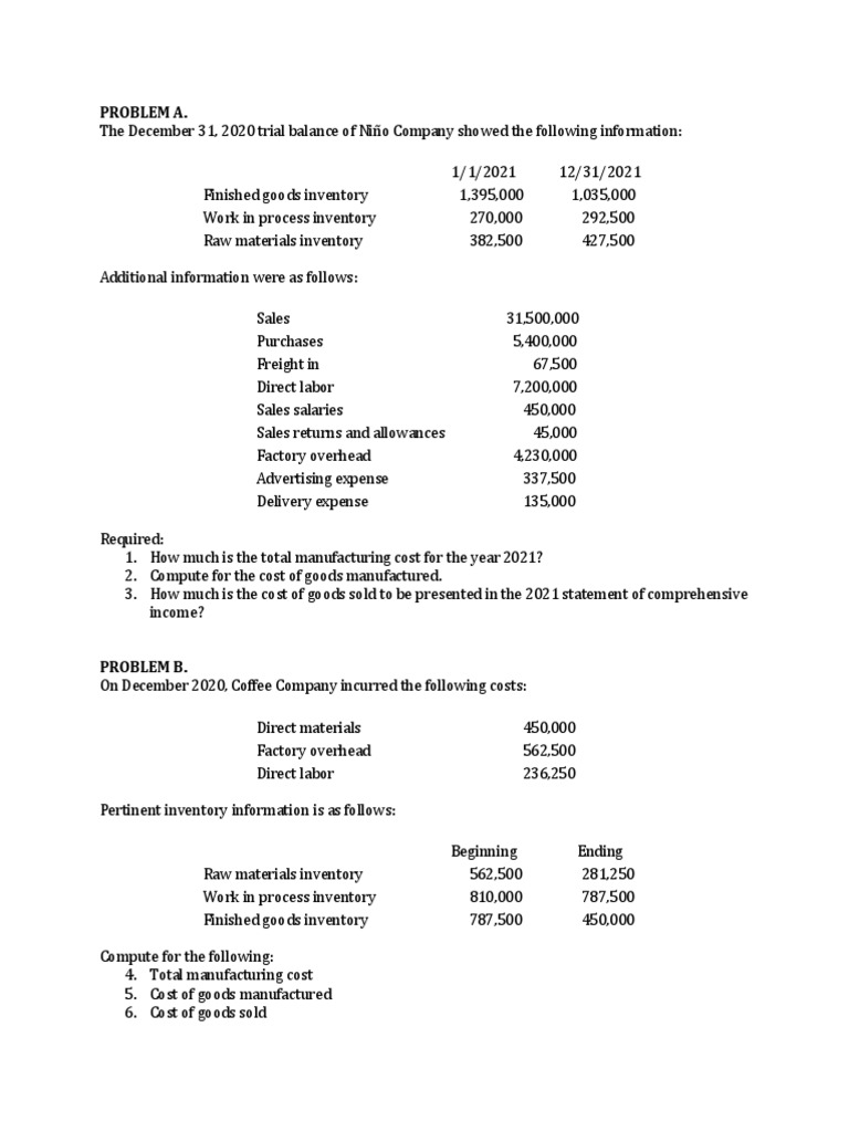 Manufacturing Costs and Inventory Analysis | PDF | Cost Of Goods Sold ...