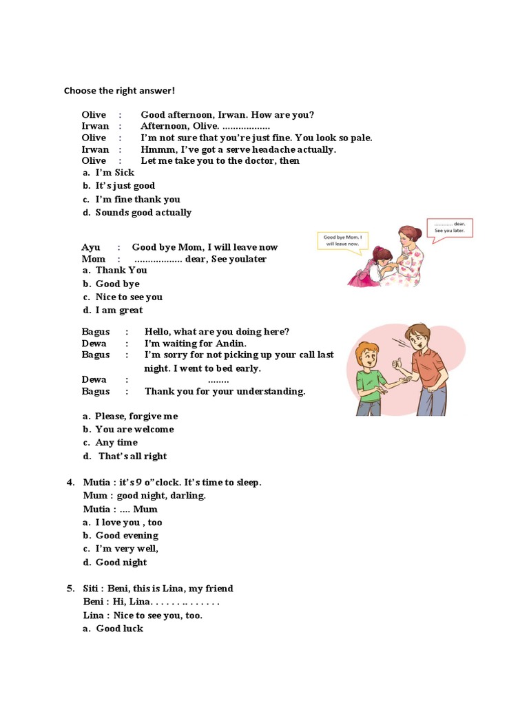 Dialogue Completion Practice Quiz | PDF