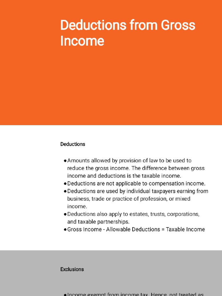 Chapter 10 - Deductions From Gross Income | PDF