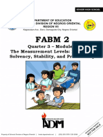 Fabm 2: Quarter 3 - Module 4 The Measurement Levels: Liquidity, Solvency, Stability, and Profitability