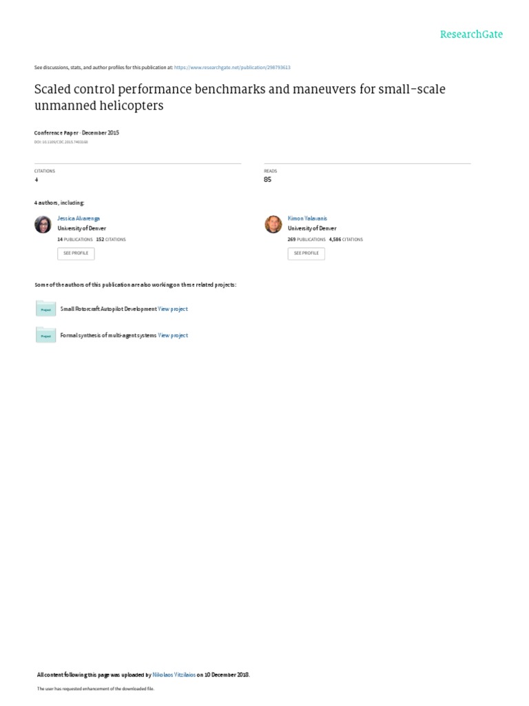 Scaled Control Performance Benchmarks and Maneuvers For SmallScale