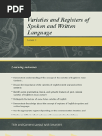 Verities and Registers of Spoken and Written Language