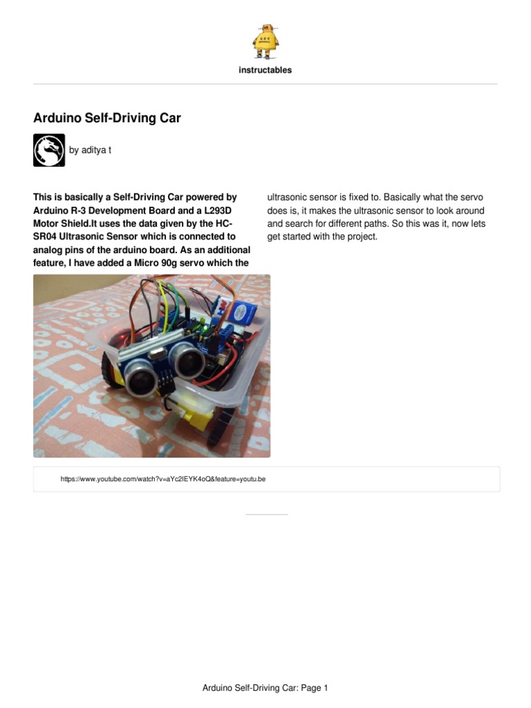 Arduino Self Driving Car | PDF | Arduino | Computer Engineering
