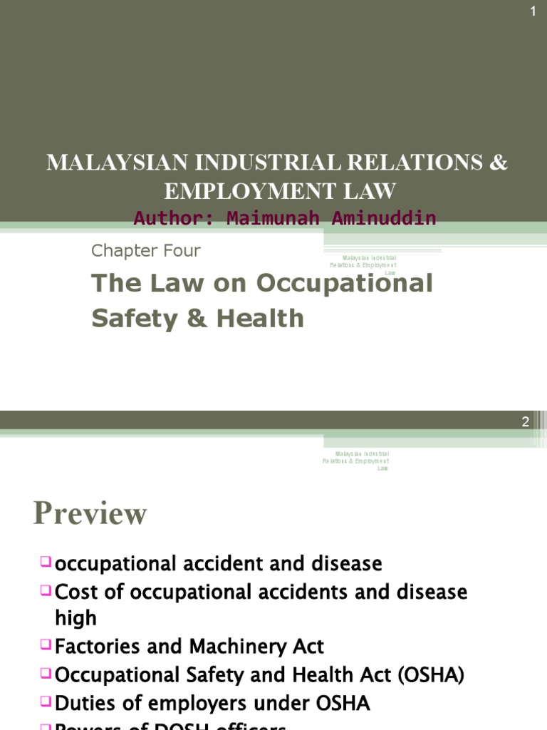 Malaysian Industrial Relations & Employment Law The Law On