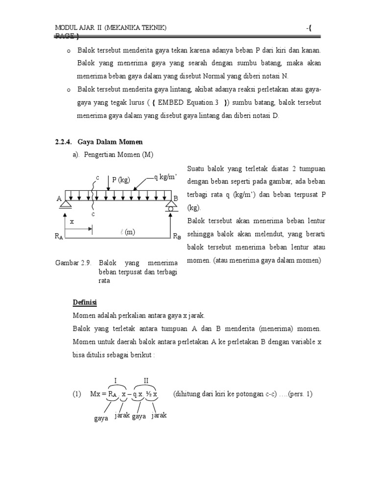 Gaya Dalam Balok: Momen, Lintang, Normal | PDF