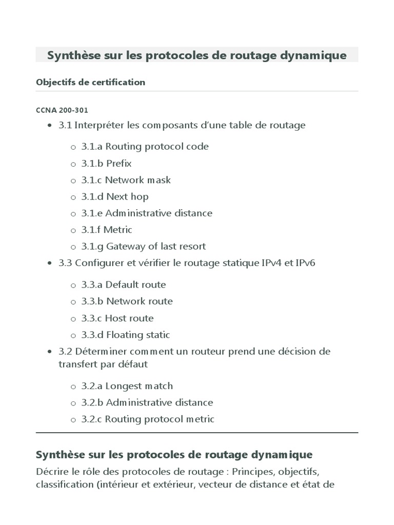 Protocoles de Routage Dynamique | PDF | Routage | Adresse IP