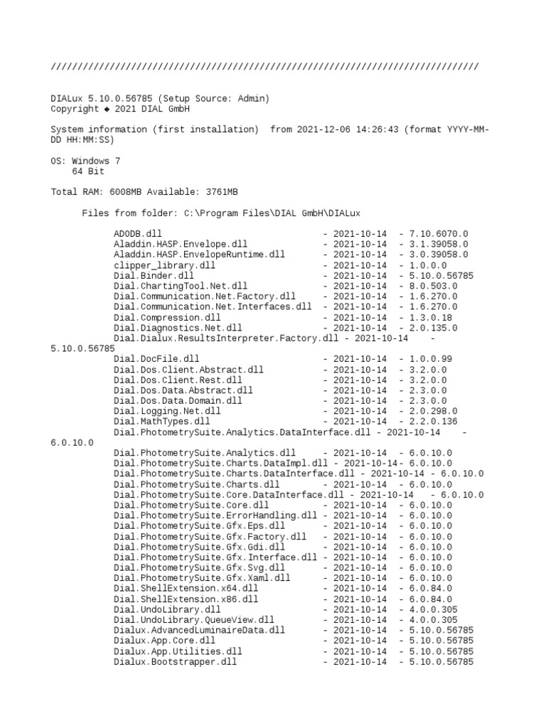 DIALux Setup Information | PDF | Graphical User Interfaces | Computer ...