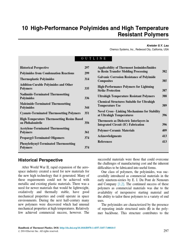 Chapter 10HighPerformance Polyimides and High Temperature Resistant