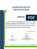 Certificado participação evento comemorativo 10 anos Revista Exitus UFOPA