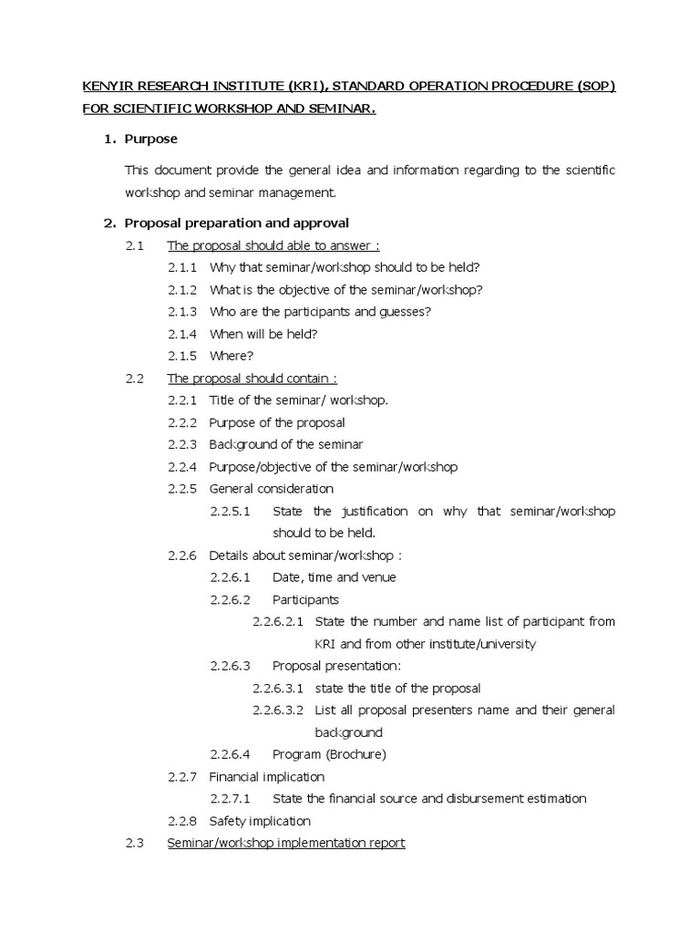 Sop For Scientific Seminar and Workshop | PDF
