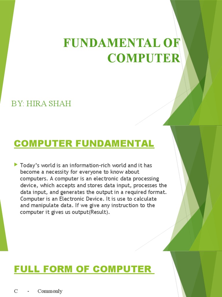 Fundamental of Computer By Hira Shah PDF Input/Output Computer