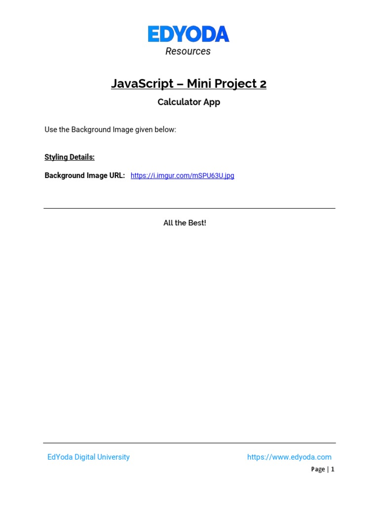 Javascript - Mini Project 2: Resources | PDF