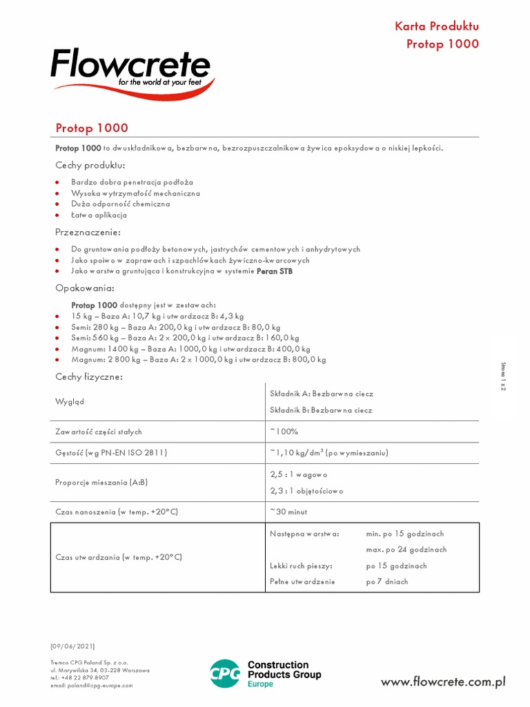 Protop 1000 Karta Produktu 09062021 | PDF